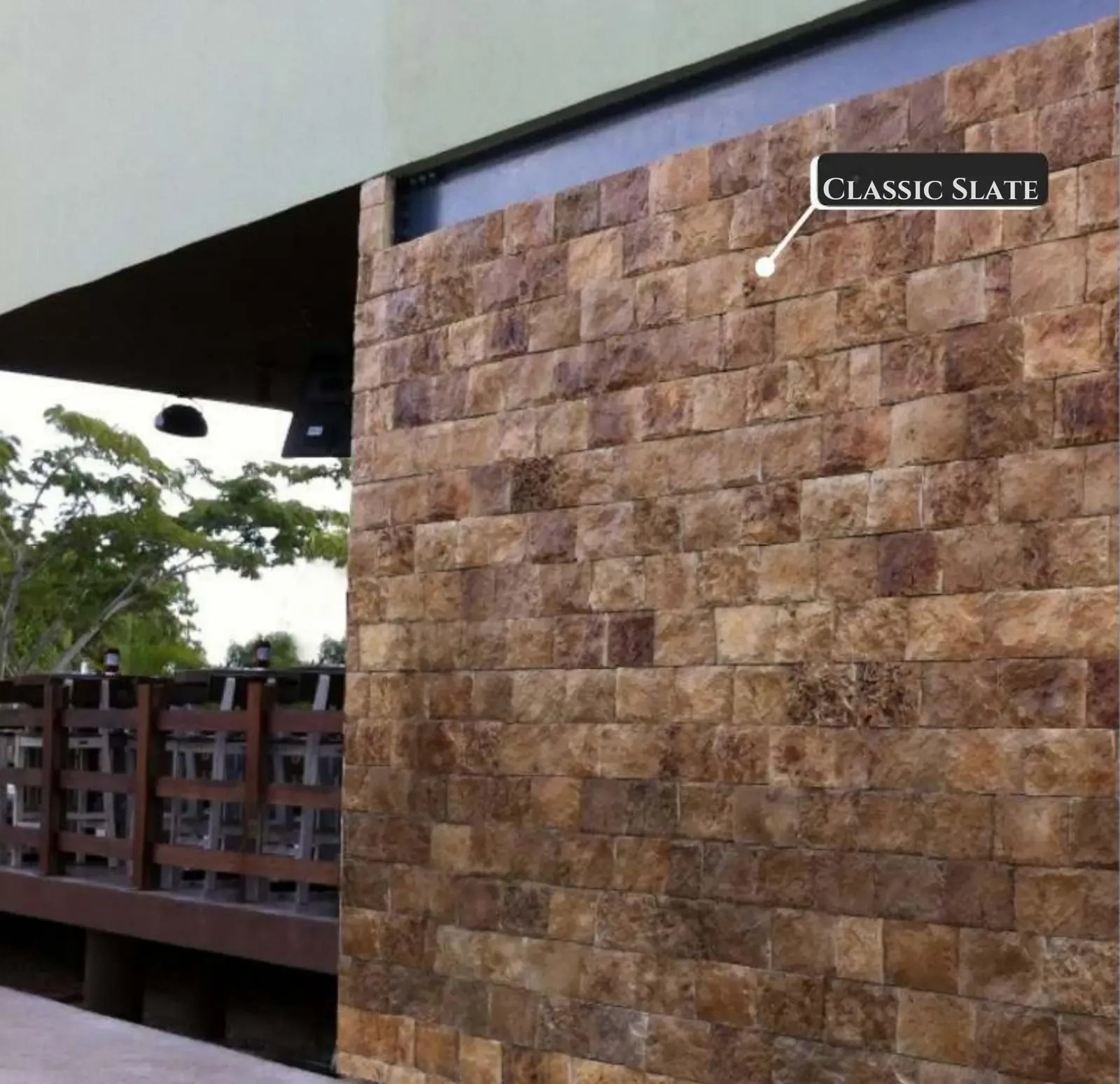 Stone-clad exterior wall on a South Florida residential property