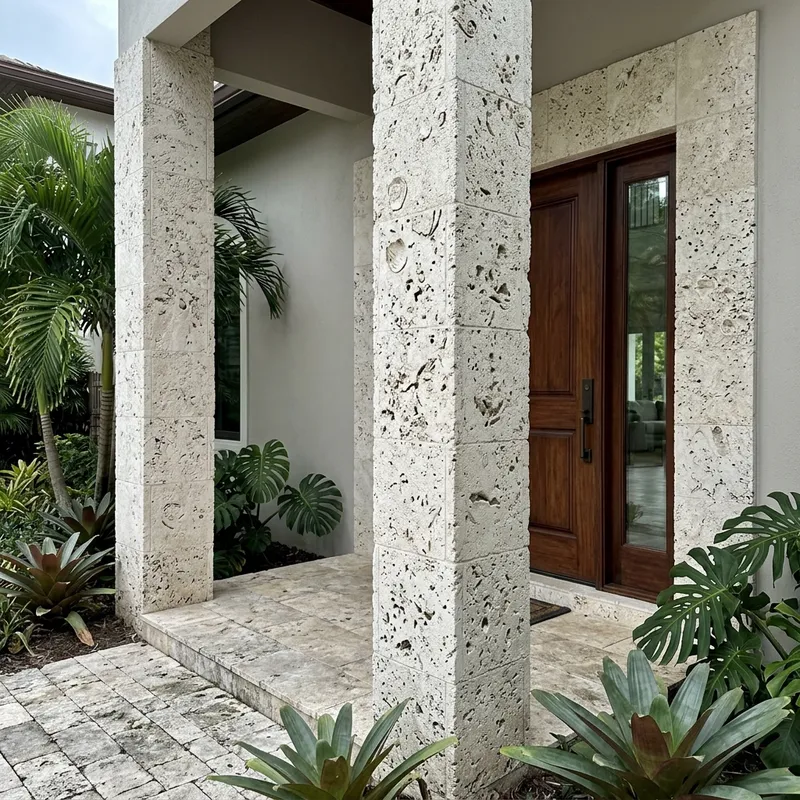 Stone veneer column detail in Miami