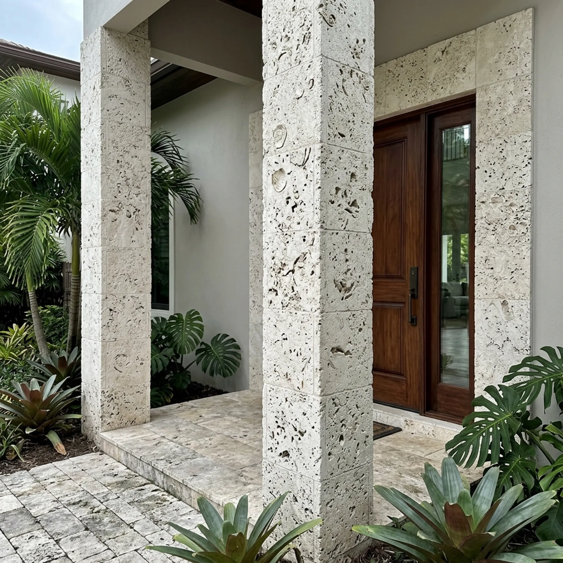 Professional stone veneer column installation in Miami, FL