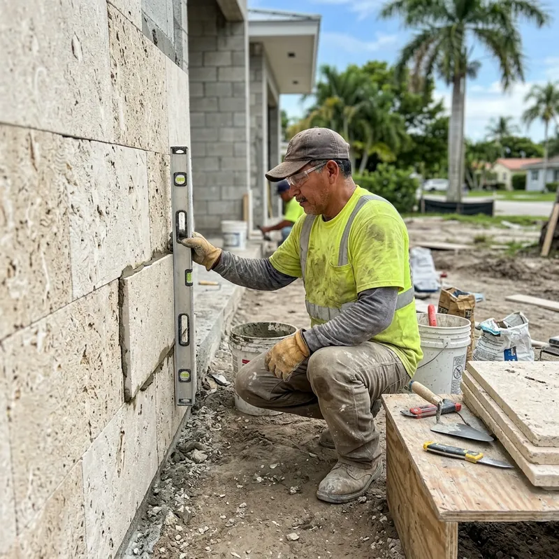 Professional keystone veneer installation process
